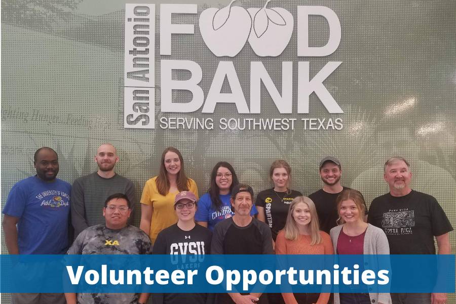 GVSU students volunteering at the San Antonio Food Bank